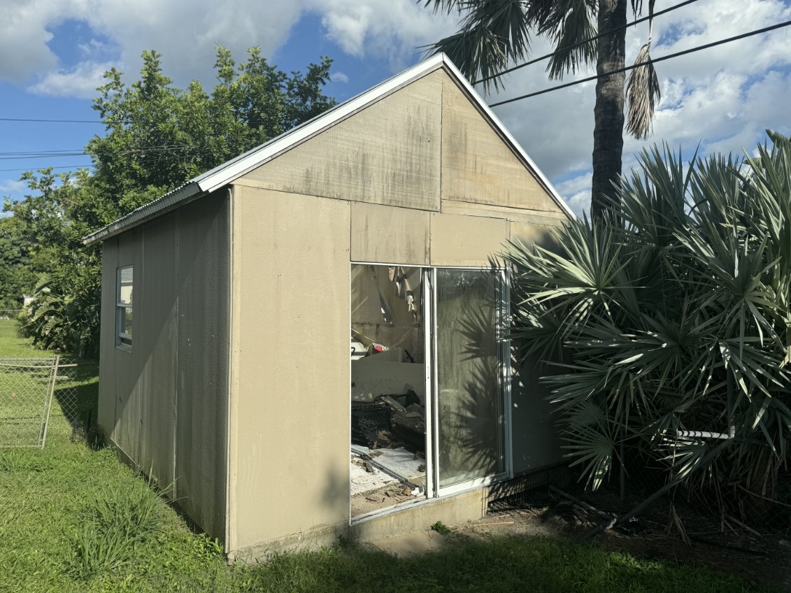 Old backyard shed before demolition and removal by Triple H The Trash Kings in Fort Myers FL